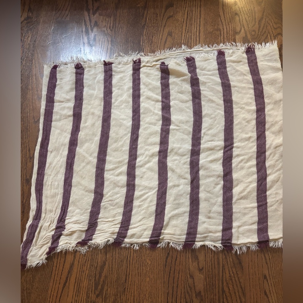 Striped Cream and Purple Scarf